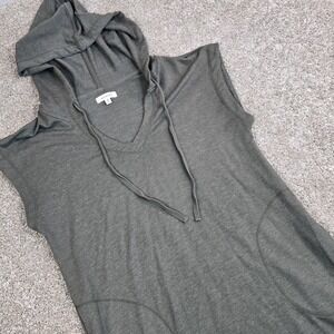 Max Studio Hooded Dress Women's Army Green Drawstring Neck Sleeveless Stretch